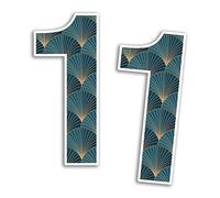 2 x 15cm Tall Art Deco Number Vinyl Stickers - Numbers Vintage Artistic Pattern Home Car Dustbins Wheelie Bin Garbage Bins Sticker (Number 1)