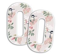 2 x 15cm Tall Floral Birds Number Vinyl Stickers - Numbers Flowers Nature Vintage Pattern Home Car Dustbins Wheelie Bin Garbage Bins Sticker (Number 0)