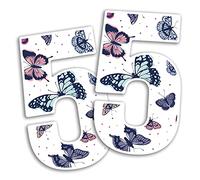 2 x 15cm Tall Floral Butterflies Number Vinyl Stickers - Numbers Butterfly Nature Animals Pattern Home Car Dustbins Wheelie Bin Garbage Bins Sticker (Number 5)
