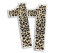 2 x 15cm Tall Leopard Print Number Vinyl Stickers - Numbers Animal Prints Home Car Dustbins Wheelie Bin Garbage Bins Sticker (Number 1)
