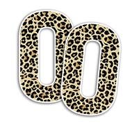 2 x 15cm Tall Leopard Print Number Vinyl Stickers - Numbers Animal Prints Home Car Dustbins Wheelie Bin Garbage Bins Sticker (Number 0)