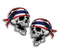 2 x 15cm Thailand Skull Vinyl Stickers - Thai Flag Cool Biker Car Travel Holiday Pirate Patriotic Luggage Scrapbooking Sticker #82117