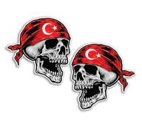 2 x 15cm Türkiye Skull Vinyl Stickers - Turkey Flag Cool Biker Car Travel Holiday Pirate Patriotic Luggage Scrapbooking Sticker #82110