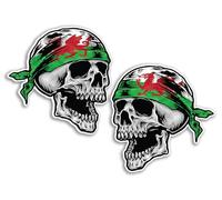 2 x 15cm Wales Skull Vinyl Stickers - Welsh Dragon Flag England Travel Holiday Pirate Patriotic Luggage Scrapbooking Sticker #82097