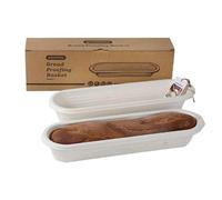 2 x 15inch/38cm Long Pulp Bread Proofing Basket Sourdough Banneton Bortform with 2pcs Linen Liner For Professional and Homemade Baguettes French Bread Baking Supply