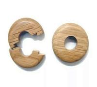 2 X 15mm Solid Oak Colour Wooden Wood Radiator Pipe Collars Cover Floor Easy Fit