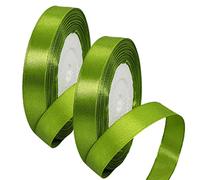 2 x 15mm Wide Emerald Green Ribbon Thick Satin Ribbon 22m, 3/5 inch Thick Vivid Green Ribbon for Gift Wrapping Wedding Christmas Birthday Cake Hair Bow Florist Bouquet Crafts Decorations