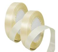2 x 15mm Wide Ivory Ribbon Cream Wedding Car Ribbon 22m, 3/5 inch Thick Off White Satin Ribbon for Gift Wrapping Wedding Christmas Birthday Cake Hair Bow Florist Bouquet Crafts Decorations