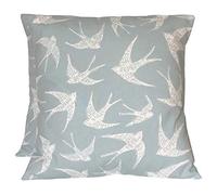 2 x 16” 40cm x 40cm Clarke & Clarke Fly Away Duck Egg Blue Ivory Cushion Covers