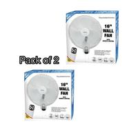 2 x 16" WALL MOUNTED FAN WITH 3 SPEED SETTINGS OSCILATING MESH GRILL With Remote [EEK: A++]
