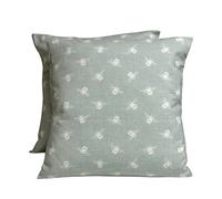 2 x 16" x 16" (40cm x 40cm) Pack Of Two Fryetts Bees Duck Egg Blue Cushion Covers