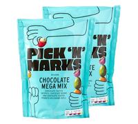 2 x 160g Pick N Marks Belgian Chocolate Mega Mix Pouches with Chocolate-Coated Crispies, Beans & Peanuts (320g)