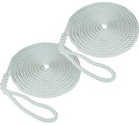 2 x 16mm Docking Boat Yacht Lines Mooring Rope - Spliced Loop At One End - 3 Colours / 3 Lengths Available (White, 8m)