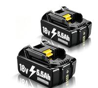 2 x 18 V 5.5 Ah Battery for Makita, Replacement Battery for Makita 18 V | Compatible with BL1860 BL1850 BL1850B BL1840 BL1840B BL1830 BL1830B BL1815 LXT Cordless Power Tools with LED Indicator