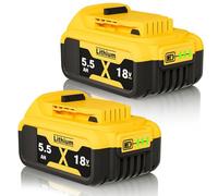 2 x 18V 5500mAh Li-Ion Battery Replacement for Dewalt Battery 18V DCB184 DCB200 DCB180 DCB182 DCB181 DCB201 DCB204 DCB183 DCB185 DCB203 5.5Ah Batteries with LED Indicator