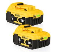2 x 18V 6000mAh/6.0Ah Li-Ion Battery Replacement for Dewalt Battery 18V DCB184 DCB200 DCB180 DCB182 DCB181 DCB201 DCB204 DCB183 DCB185 DCB203 Batteries with LED Indicator
