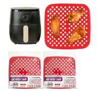 2 X 19Cm Square Red Silicone Baking Tray Air Fryer Liner Sheet 42G Non Stick