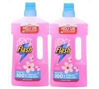 2 x 1L FLASH CHERRY BLOSSOM Multipurpose Floor Liquid Cleaner - All Purpose Hard Floor Cleaning Liquid - Removes Dirt & Grease - Leaves Brilliant Shine & Fresh Floral Scent