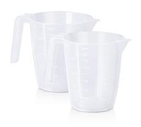 2 X 1L Plastic Lightweight Measuring Jugs - Sturdy and Hardwearing, Easily Storable and Stackable, Measuring Scale Markings on The Side in ml and Ounces, BPA Free (2 x 1L Wham JUG)