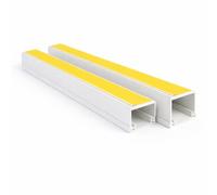 2 x 1m White Self Adhesive Cable Trunking (2m Pack) - PVC Cable Cover Raceway Kit for Wall & TV Wire Hiding, Cord Concealer Management Channel, 38x25mm