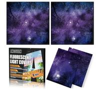 2 x 2 Feet Fluorescent Light Covers - 4 Pcs Covers for Ceiling Lights, Magnetic Light Filters for Classroom, Office, Hospitals, Home (Purple Forests & Starry Sky)
