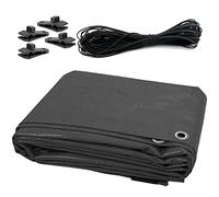 2 x 2 m Tarpaulin Waterproof Heavy Duty Cover Ground Sheet Camping Multipurpose Furniture Caravan with 4 Tarp Clips and 10 m / 32 ft Bungee Cord (Grey - 200 GSM)