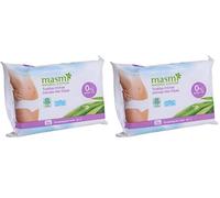 2 x 20 Masmi Intimate Feminine Hygiene Wipes Certified Organic Cotton with Bisabolol Marigold Chamomile and Lemon Balm, Biodegradable, No parabens, No Bleaching (Twin Pack)