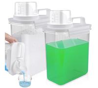2 x 2000 ml Airtight Detergent Dispenser with Measuring Cup: Laundry Detergent Washing Powder Storage Box, Multi-Purpose Washing Powder Dispenser, Airtight Detergent Dispenser with Measuring Cup