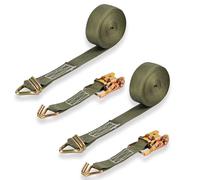2 x 2000kg Ratchet Tie Down Straps INEEDU 5M 38mm Heavy Duty Lashing Straps Break Strength Cargo Straps Tensioning Belts Securing Straps for Moving Appliances, Motorcycle, ML-LJQ001-ARMYGREEN