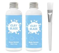 2 x 200ml Air Dry Clay Glaze, Protect Clay Surfaces, Gloss & Matte Glaze