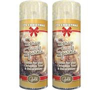 2 x 200ml CHRISTMAS TREE GLITTER GOLD SPRAY & SPARKLE For DECORATION