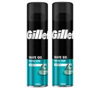 2 x 200ml Gillette Men Shave Gel Sensitive Skin Face Body Soft Clean Creamy