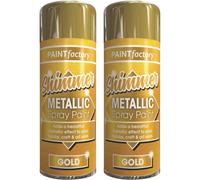 2 x 200ml Shimmering Metallic Gold Spray Paint Matt Gloss Wood Metal