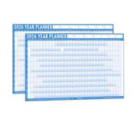 2 x 2026 A1 Wall Planner - Large 85cm x 58cm Laminated Year Calendar in Blue & White with Stickers, Adhesive Dots & Dry Wipe Pen | Reusable Wall Chart for Home, Office or School