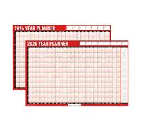 2 x 2026 Wall Planner Calendar - A1 Large 85cm x 58cm Laminated Year Planner with Stickers & Dry Wipe Pen - Reusable Annual Wall Chart for Office, Home, School