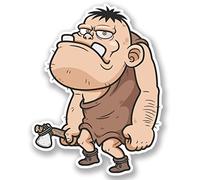 2 x 20cm/200mm Cave Man Neanderthal Vinyl Sticker Decal Laptop Travel Luggage Car Bike Sign Fun #4227