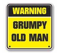 2 x 20cm/200mm Grumpy Old Man Warning Sign Vinyl Sticker Decal Laptop Car Travel Luggage Label Tag #9742