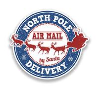 2 x 20cm/200mm North Pole Air Mail Vinyl Stickers Christmas Decoration #7349