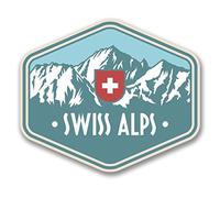 2 x 20cm/200mm Swiss Alps Switzerland Window Cling Sticker Car Van Campervan Glass #6389