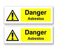 2 x 20cm Danger Asbestos - Vinyl Sticker Sign Window H&S Construction #5062 (20cm Wide x 7cm Tall, Self Adhesive)