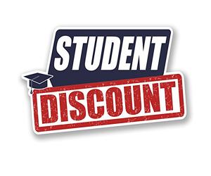 2 x 20cm Student Discount Vinyl Sticker Shop Till Counter Window Sale #5208 (20cm Wide x 13cm Tall)