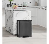 2 x 20L Double Rubbish Bin, Pedal Bin with Rubbish Bags, Black HOMCOM Black One Size