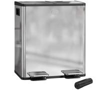 Homcom 2 X 20L Dual Kitchen Bin Pedal Bin For Recycling And Waste In Silver Silver