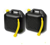 2 x 20L Jerry Can for Liquid with Spout, Emergency Backup Storage for Cars, Motorcycles, Vans Compact 20L Can With Spout for Easy Refill BLACK (Pack of 2)