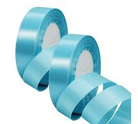 2 x 20mm Wide Baby Blue Ribbon Thick Azure Satin Ribbon 22m, 4/5 inch Thick Sky Blue Ribbon for Gift Wrapping Wedding Christmas Birthday Cake Hair Bow Florist Bouquet Crafts Decorations