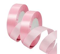 2 x 20mm Wide Baby Pink Ribbon Thick Wedding Car Ribbon 22m, 4/5 inch Thick Pastel Pink Satin Ribbon for Gift Wrapping Wedding Christmas Birthday Cake Hair Bow Florist Bouquet Crafts Decorations