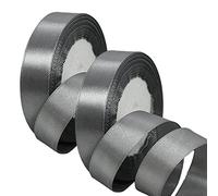 2 x 20mm Wide Gray Ribbon Thick Silver Satin Ribbon 22m, 4/5 inch Thick Gray Ribbon for Gift Wrapping Wedding Halloween Christmas Birthday Cake Hair Bow Florist Bouquet Crafts Decorations