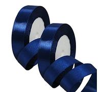 2 x 20mm Wide Navy Blue Ribbon Thick Dark Blue Satin Ribbon 22m, 4/5 inch Thick Navy Ribbon for Gift Wrapping Wedding Christmas Birthday Cake Hair Bow Florist Bouquet Crafts Decorations