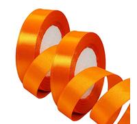 2 x 20mm Wide Orange Ribbon Thick Helloween Satin Ribbon 22m, 4/5 inch Thick Orange Ribbon for Gift Wrapping Wedding Halloween Xmas Birthday Cake Hair Bow Florist Bouquet Crafts Decorations