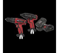 Sealey CP20VDDCOMBO 20V Cordless 13mm Hammer Drill/1/2"Sq Drive Impact Wrench Combo Kit
